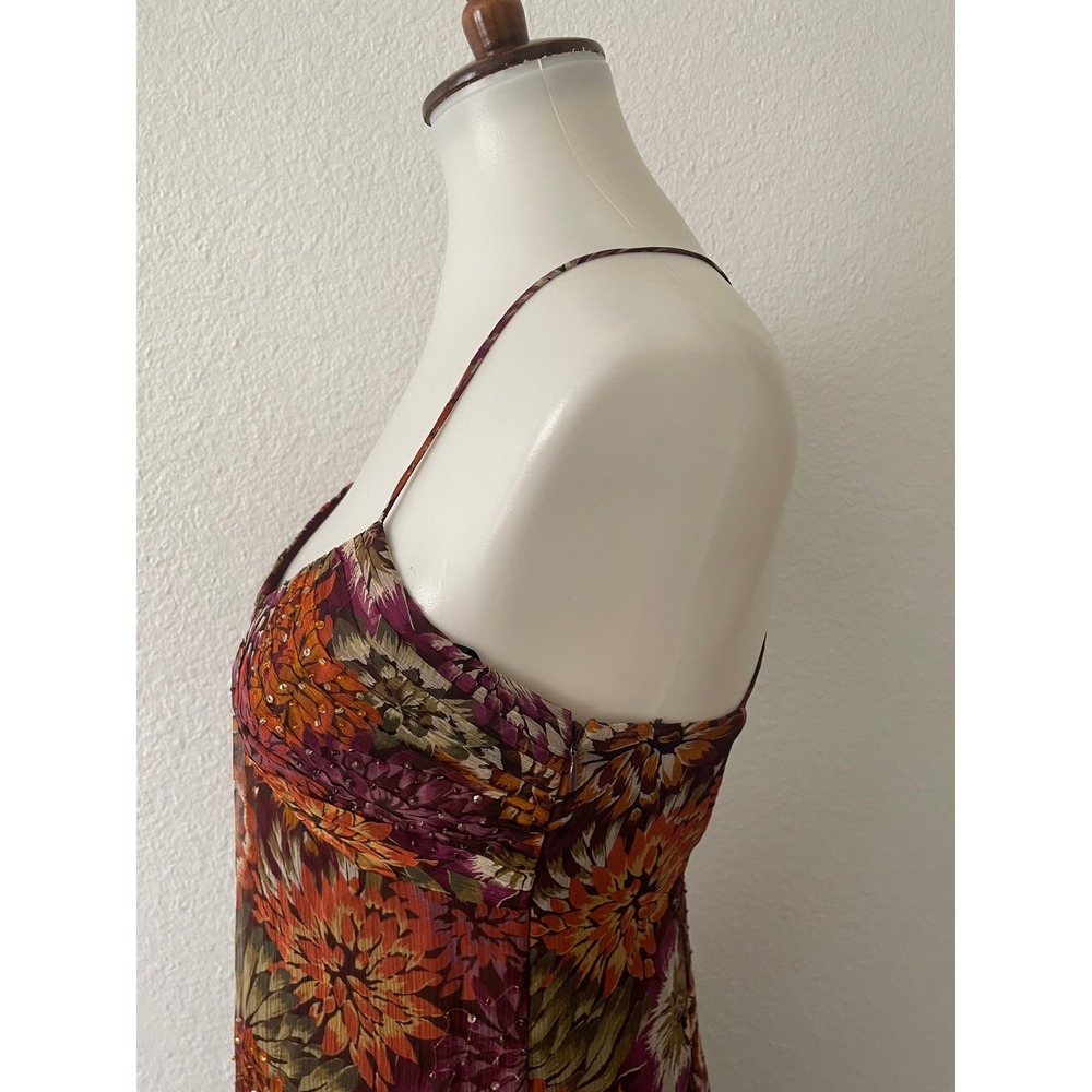 Laundry by Shelli Segal Silk Floral Slip Dress Women 4 Beaded Vintage Fairycore - Picture 5 of 10